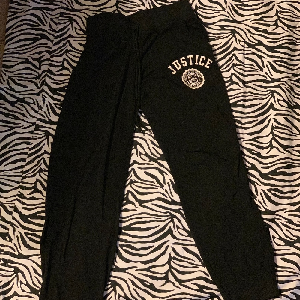 Justice black sweatpants with side pockets